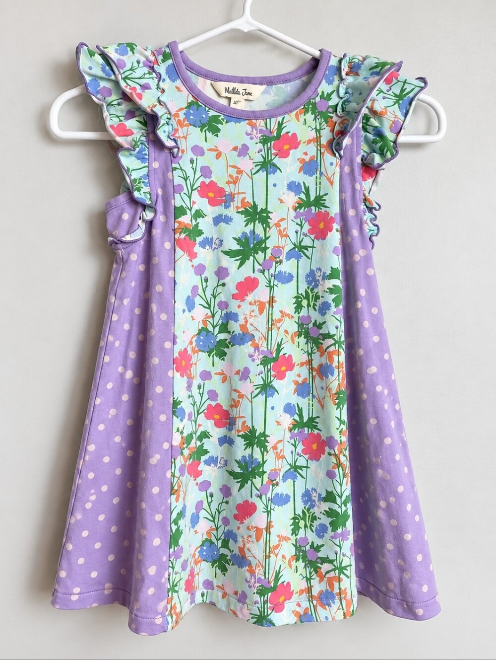 Matilda Jane Girls Floral Polka Dot Ruffle Dress Size 4